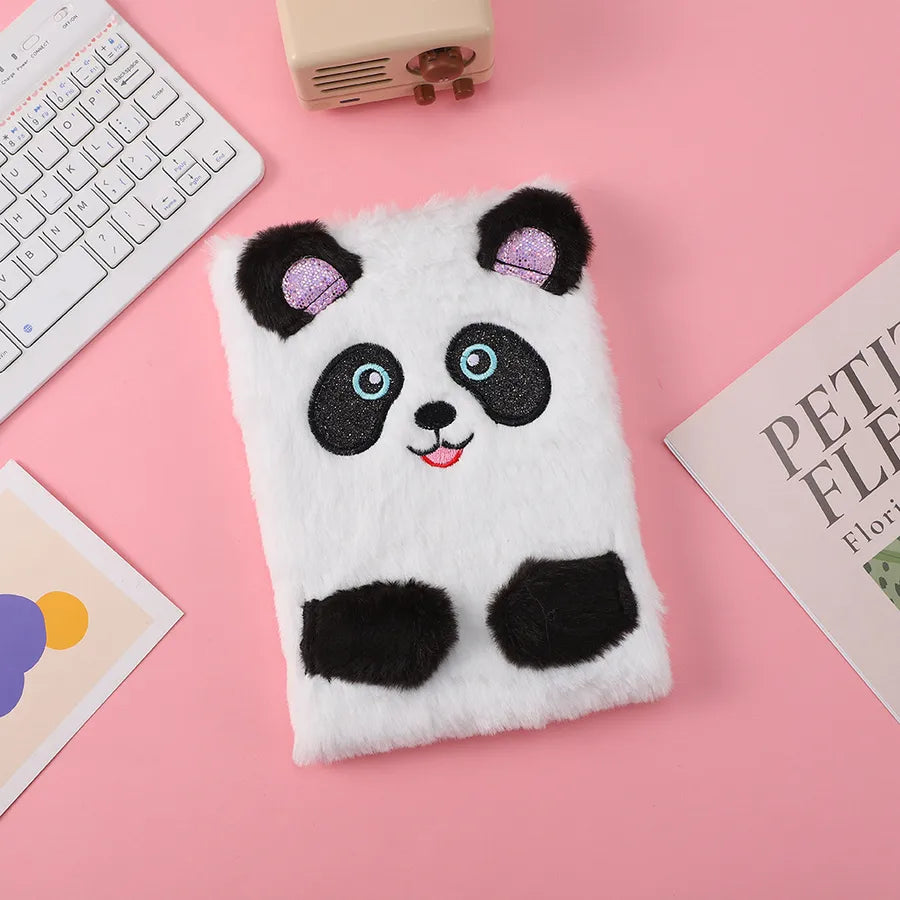 Cute Cartoon Animal Plush Notebook Handmade DIY Scrapbooking Book Children's Jotter Book Eco-Friendly Wood Pulp Material