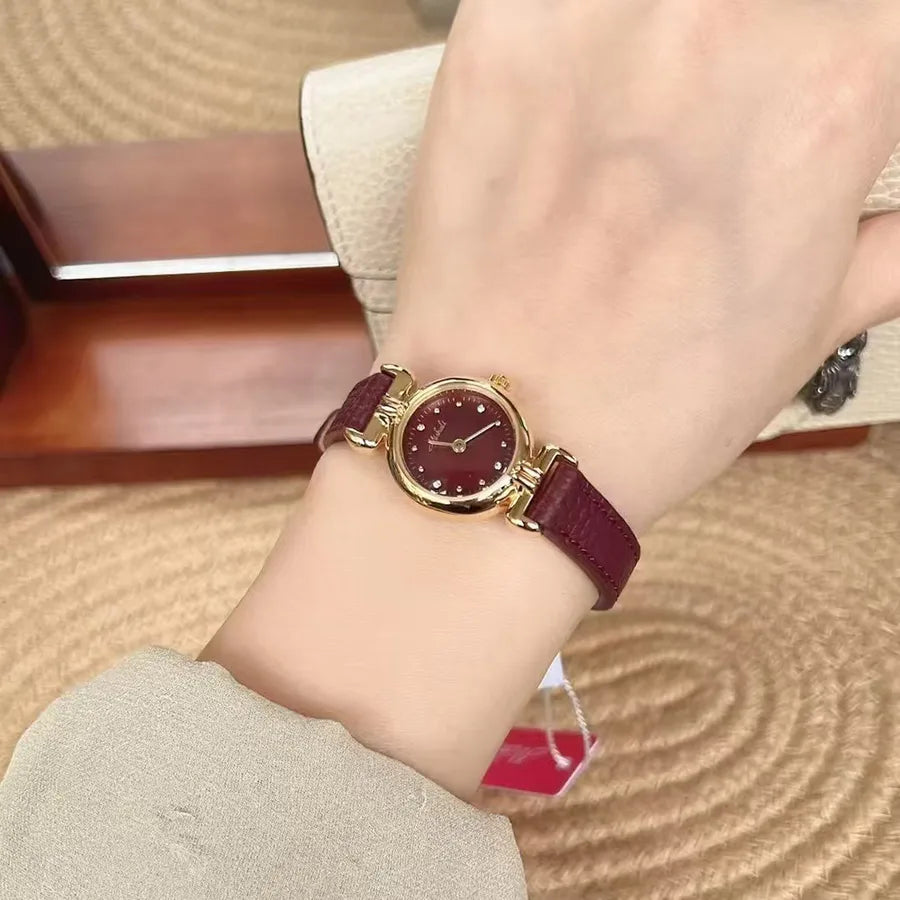 Retro Simple Style Solid Color Buckle Quartz Watch Women's Watches
