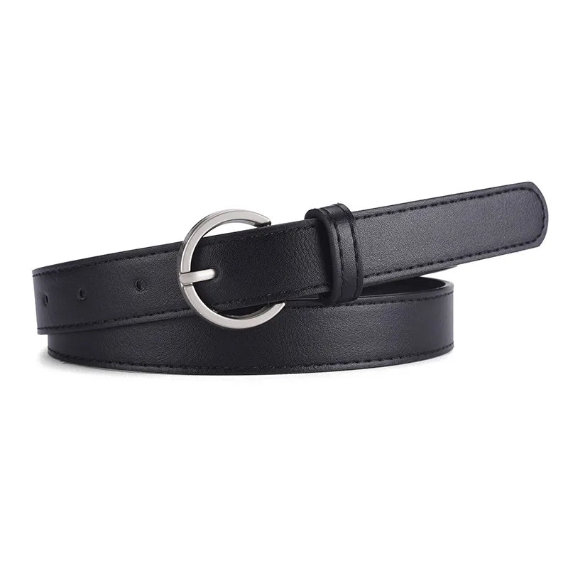 Basic Simple Style Solid Color Pu Leather Alloy Women's Leather Belts