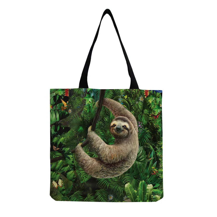 Women's Cute Cartoon Letter Linen Shopping bags