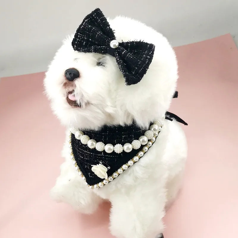 sweet polyester bow knot pet scarf