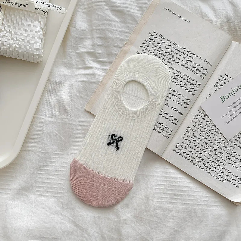A Pair Cute Sweet Women's Bow Knot Cotton Ankle Socks