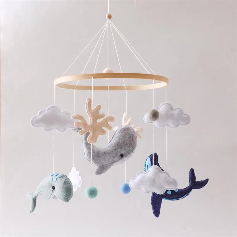 Nordic Style Felt Animal Bed Bell Hanging Decoration Baby Infant Carriage Hand Eye Coordination Hanging Ornament Bed Bell