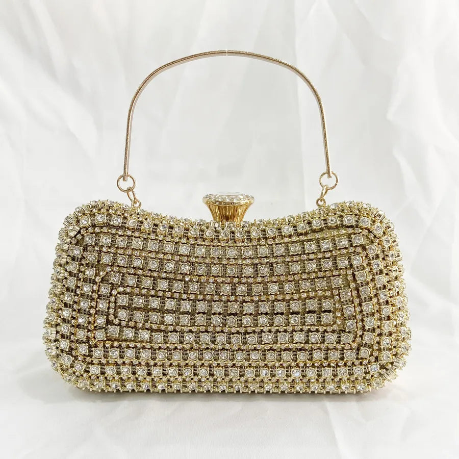black gold silver pvc pu leather stripe rhinestone square evening bags
