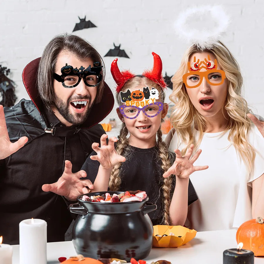 Halloween Party Decoration Costume Party Masquerade Ghost Pumpkin Bat Eyeglasses Theme Props Printed Processed