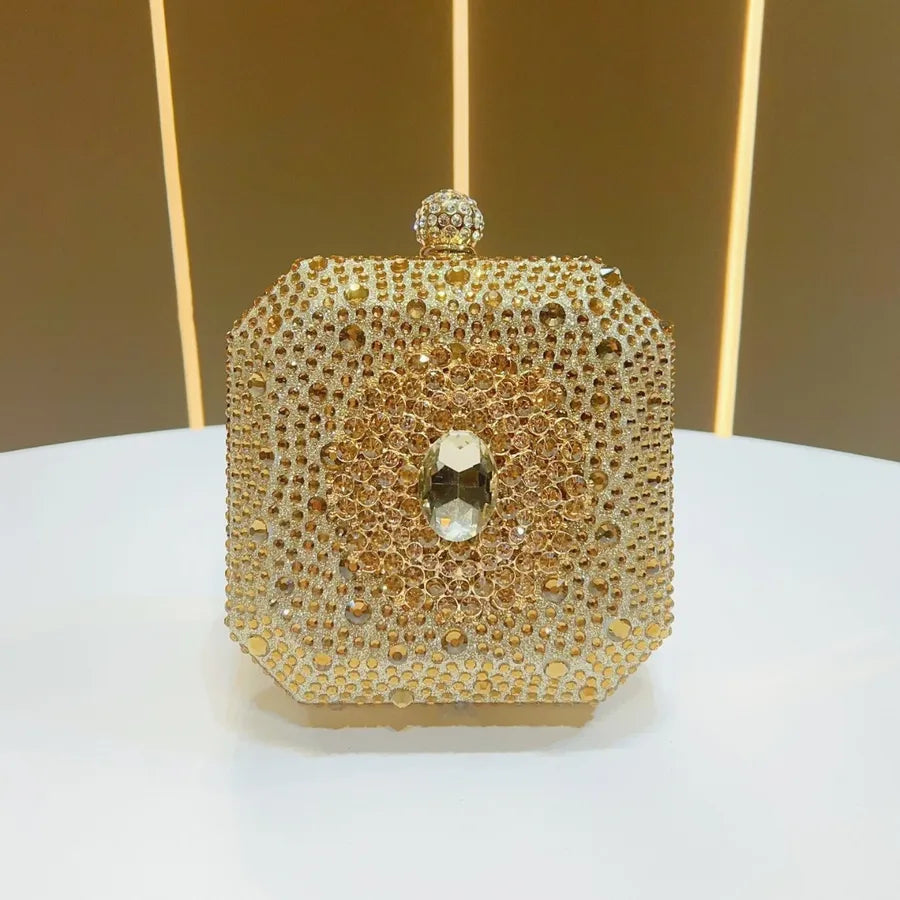 Elegant Sparkling Green Mini Clutch Bag With Diamond Buckle Decoration For Women Fashionable Personal Touch Evening Bag