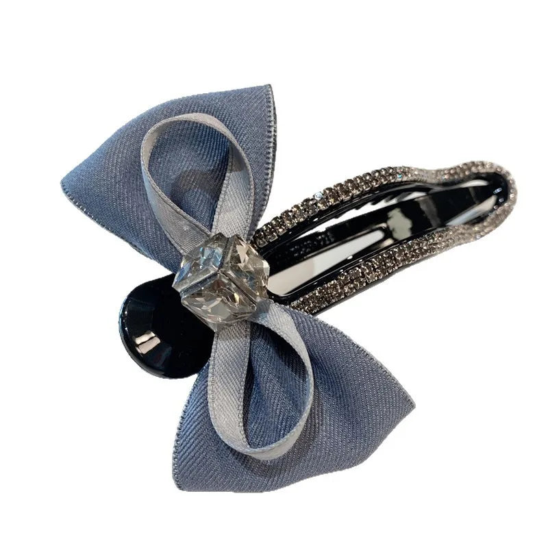 Elegant Summer Sweet Diamond Butterfly Knot Lazy Girl Duckbill Clip Chic Style Hair Accessory For Women