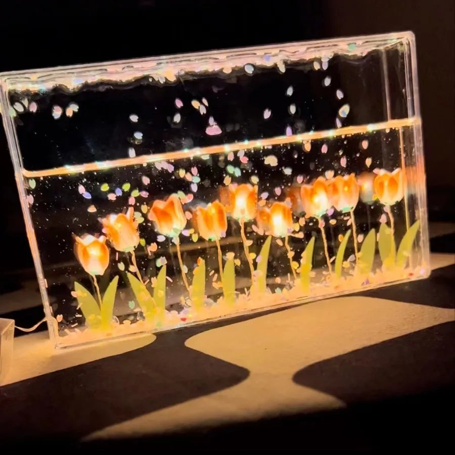 Romantic Simple Style Flower Arylic Festival Night Lights Led Lights Night Lights