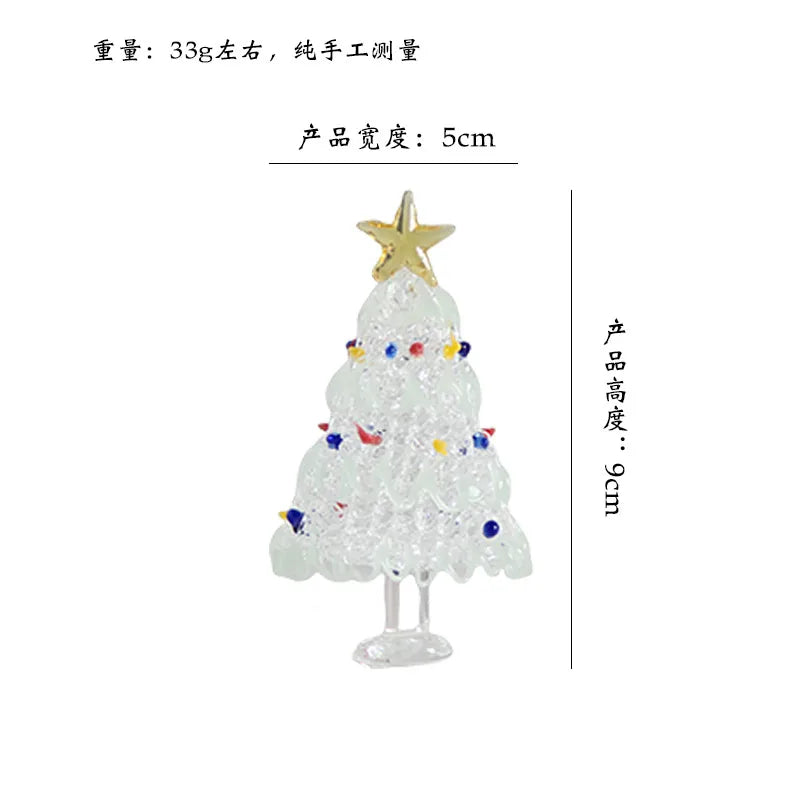 Zibo Lushila Glass Frosted Christmas Tree Craftwork Decorations Home Office Desktop Decoration Festive Season Gift