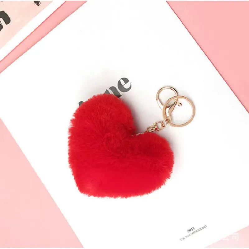 cute sweet solid color plush knitting keychain