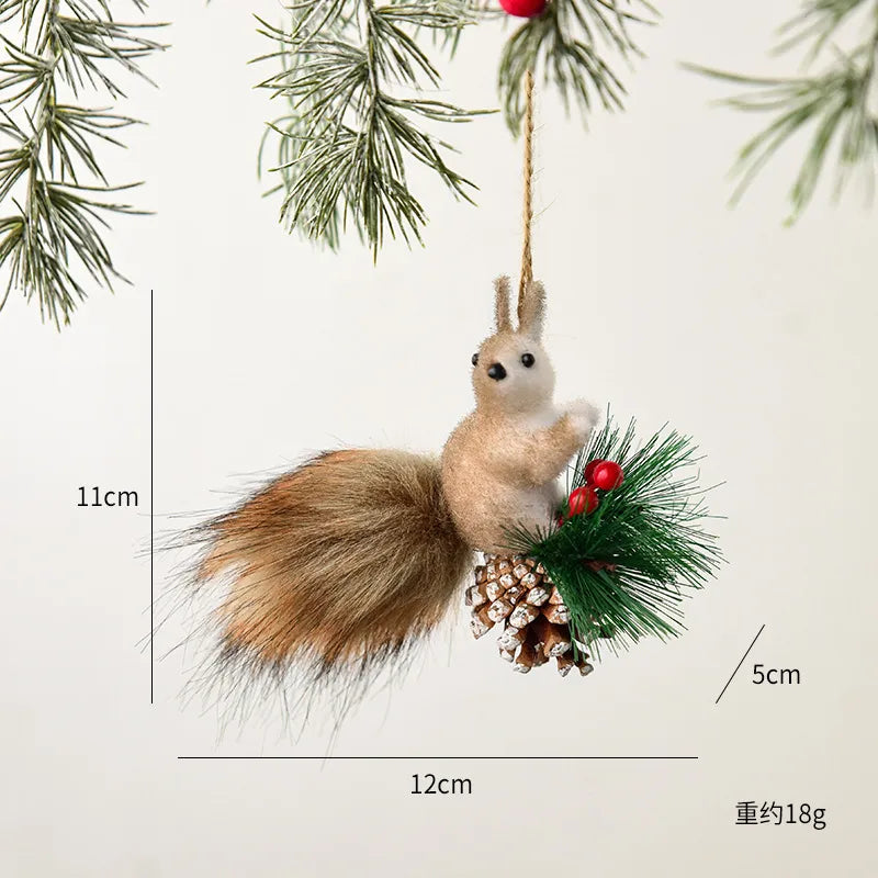 Creative Squirrel Christmas Decoration Small Hanging Ornament Realistic squirrel design Perfect gift for holiday decoration