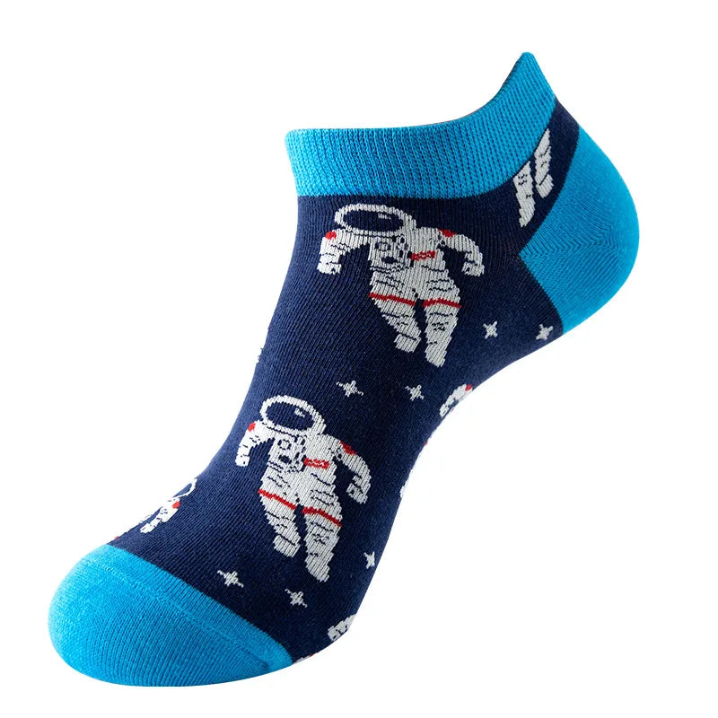 unisex sports cartoon stripe bird cotton jacquard crew socks 1 set