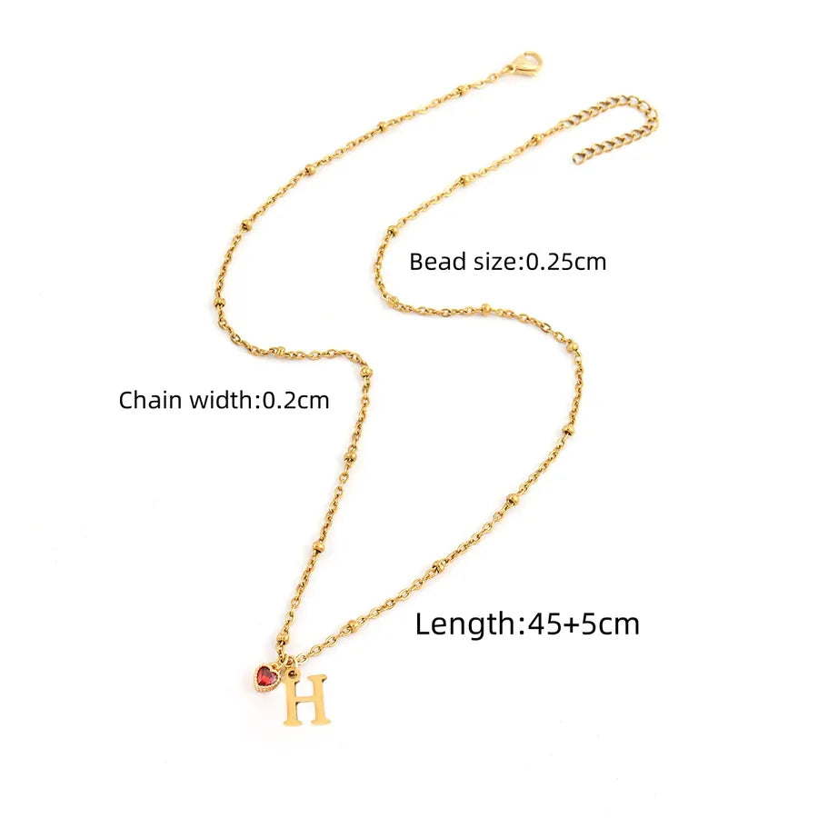 Wholesale Jewelry Elegant Simple Style Classic Style Letter Heart Shape 201 Stainless Steel 304 Stainless Steel Artificial Crystal Artificial Crystal Inlay Cross Bead Necklace Pendant Necklace