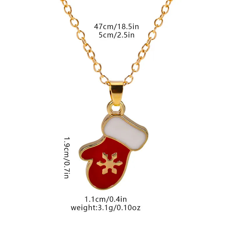 Christmas Elements Deer Santa Claus Alloy Pendant Necklace Christmas Socks Drop Oil Bell Pendant Best Friend Jewelry