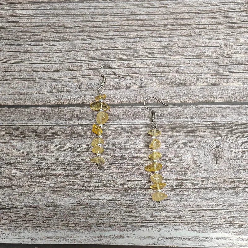 1 pair ethnic style geometric natural stone drop earrings