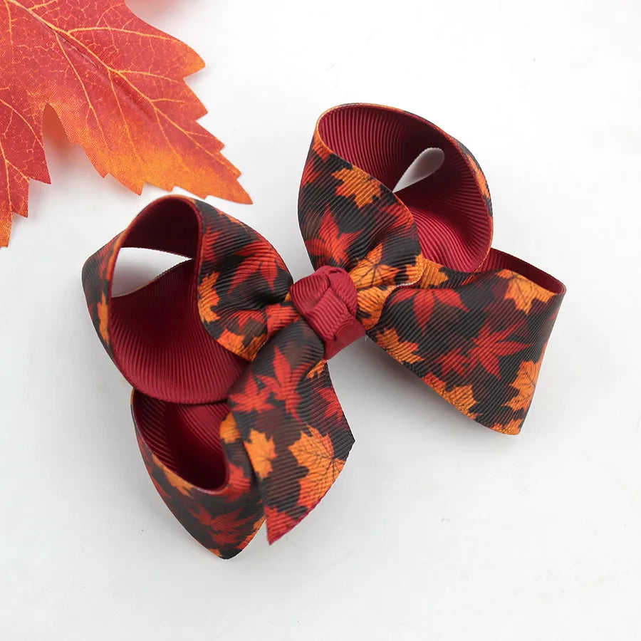 Halloween Thanksgiving Double Layer Bow Knot Pumpkin Ghost Themed Children's Hair Accessories Customizable Fall Season