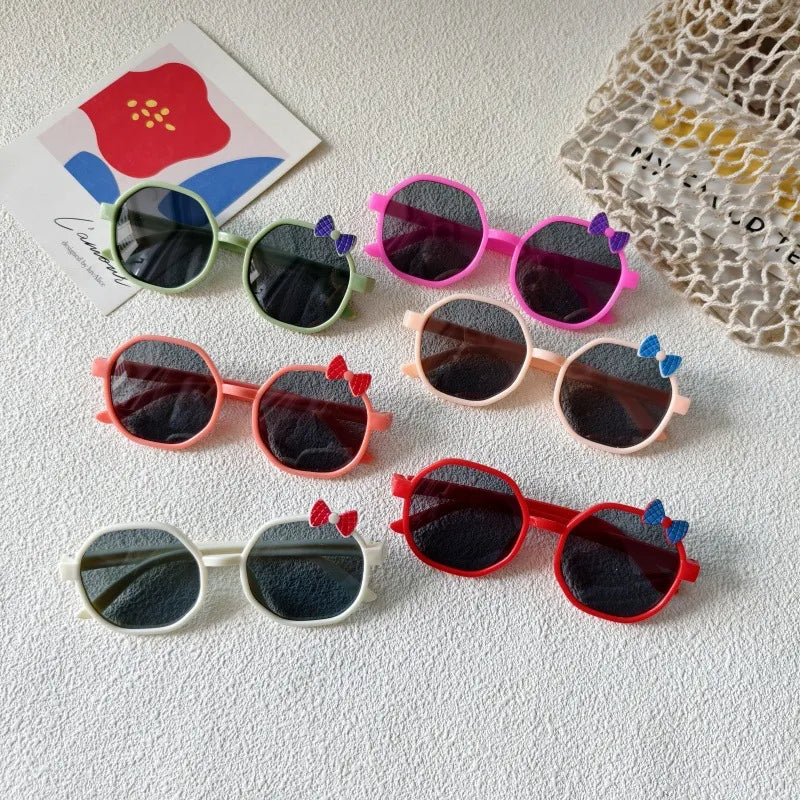 Sweet Simple Style Bow Knot UV400 Protection Resin Special-Shaped Mirror Full Frame Kids Sunglasses
