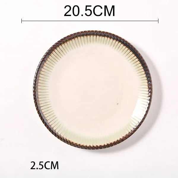 Retro Solid Color Flower ceramics Tableware 1 Piece