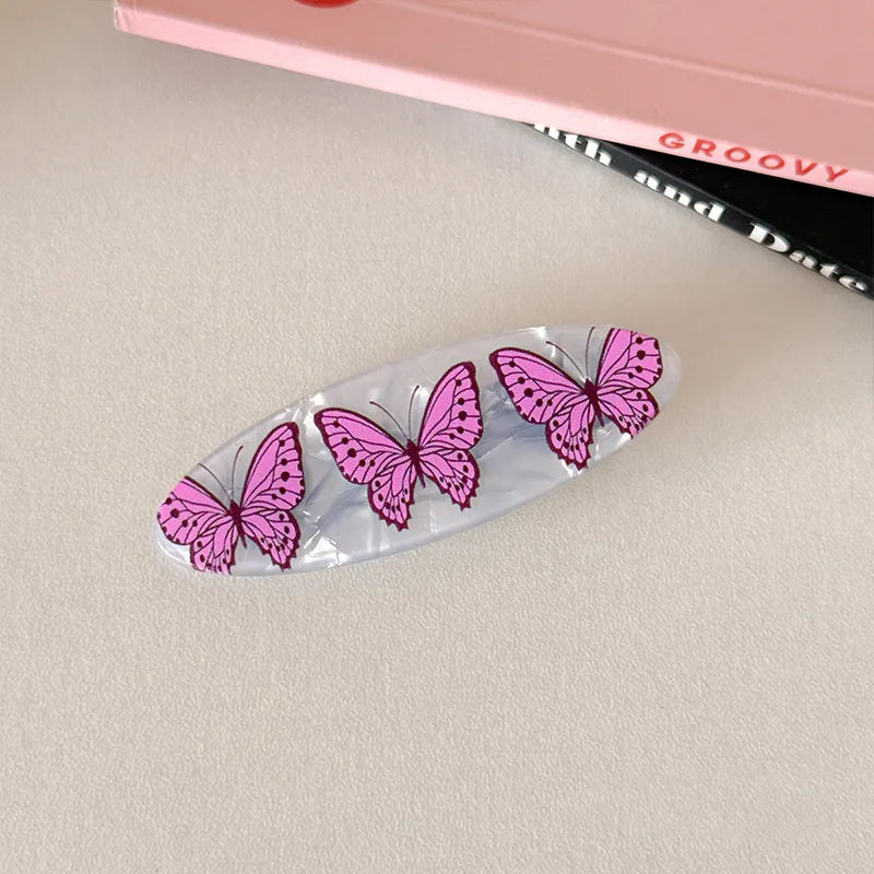 Cute Lady Women's Heart Shape Butterfly Bow Knot Resin Hair Clip