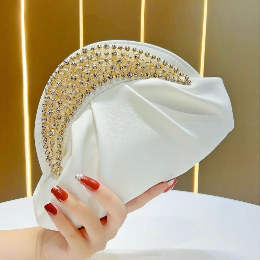 Elegant Cloud Shape Dinner Bag Women's Crossbody Handbag Shoulder Bag Sequin And Chain Detail Polyester Evening Clutch