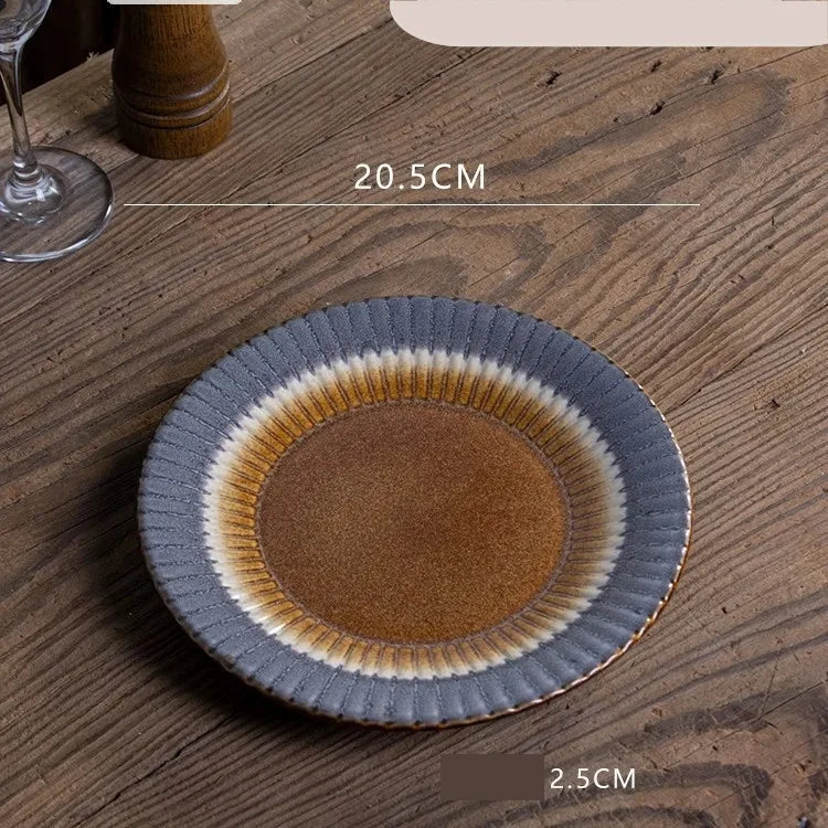 Retro Solid Color Flower ceramics Tableware 1 Piece