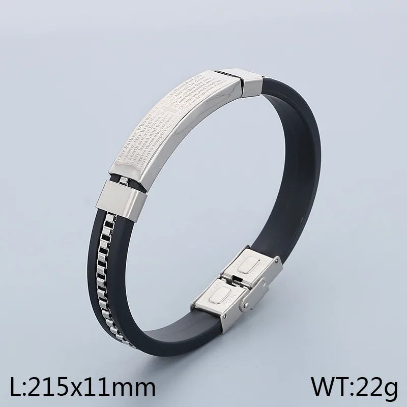 Business Classic Style Geometric 304 Stainless Steel Rubber 18K Gold Plated Men's Bangle