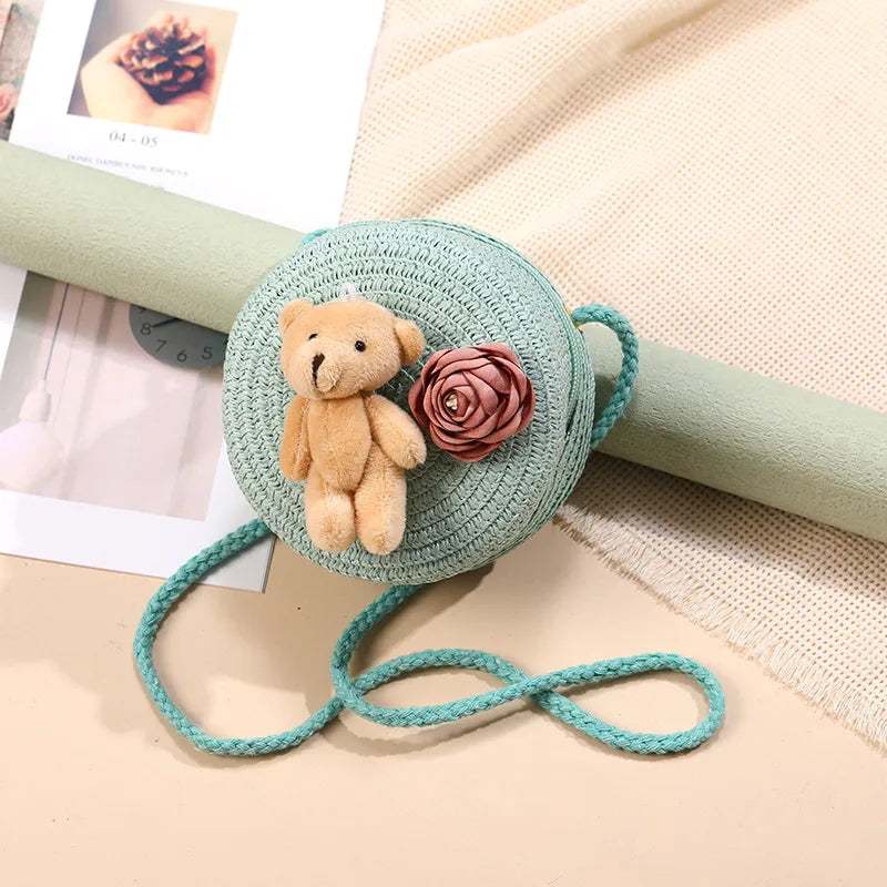 Straw Island Beach Woven Bag Women  New Popular Bag Seaside Straw Bag Cute Kid's Messenger Bag