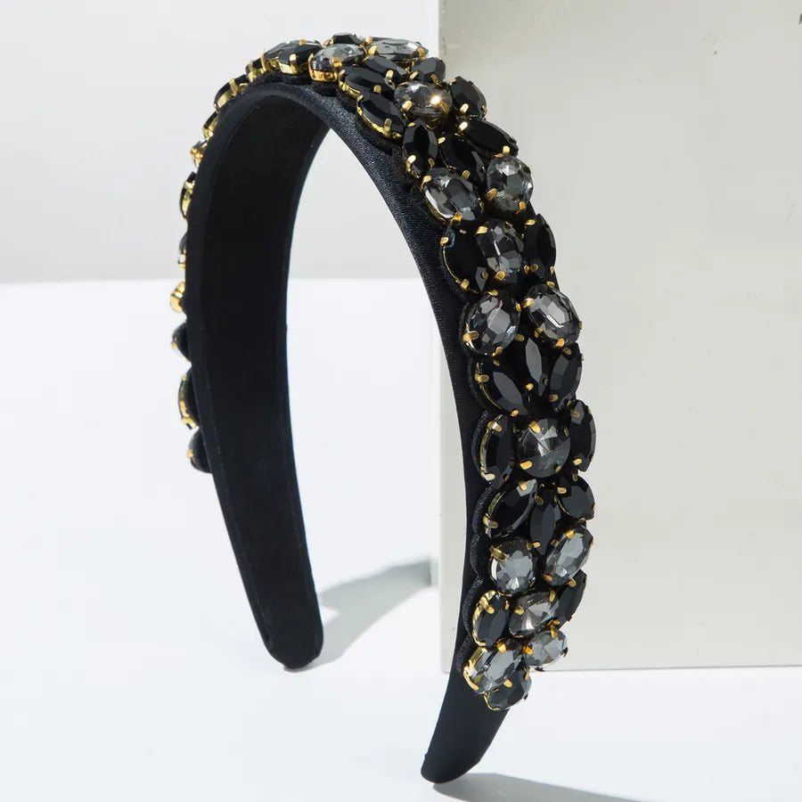 Casual Classic Style Women's Water Droplets Alloy Cloth Glass Inlay Glass Hair Band