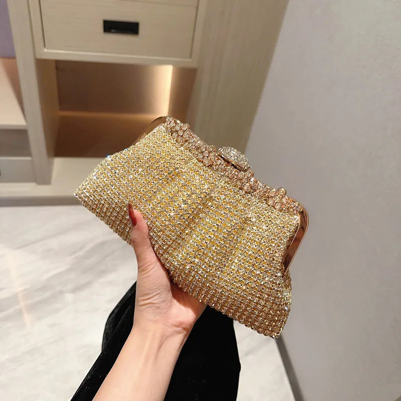 Luxury rhinestone evening bag sparkling socialite handbag bridal wedding bag matching gown bag diamond-encrusted banquet clutch bag