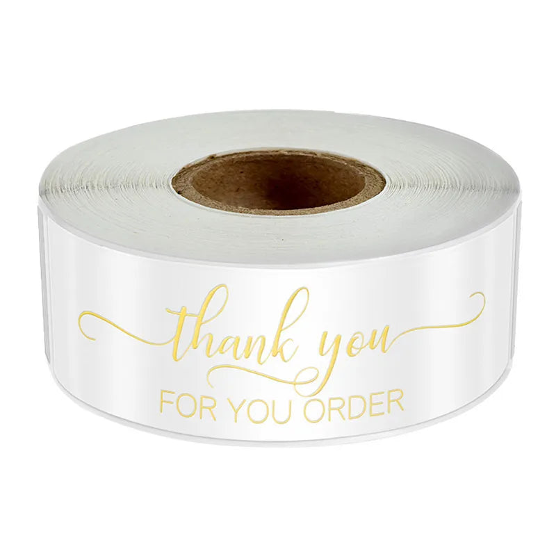 pink black blue white bronzing thank you sticker gift label