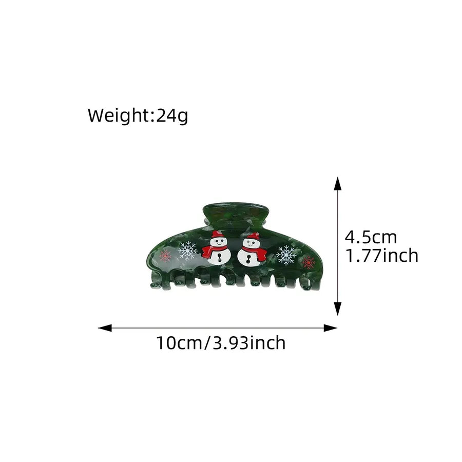 Christmas Cartoon Gingerbread Man Shark Hair Clip Women's Fashionable Festive Acrylic Hair Accessories Ice Crystal Flower Pattern