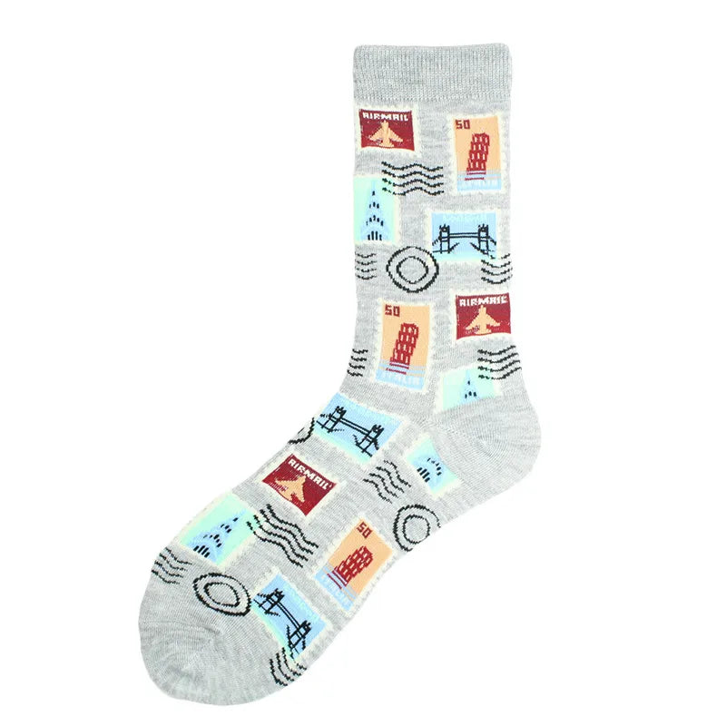 men's casual letter cotton polyester cotton crew socks a pair