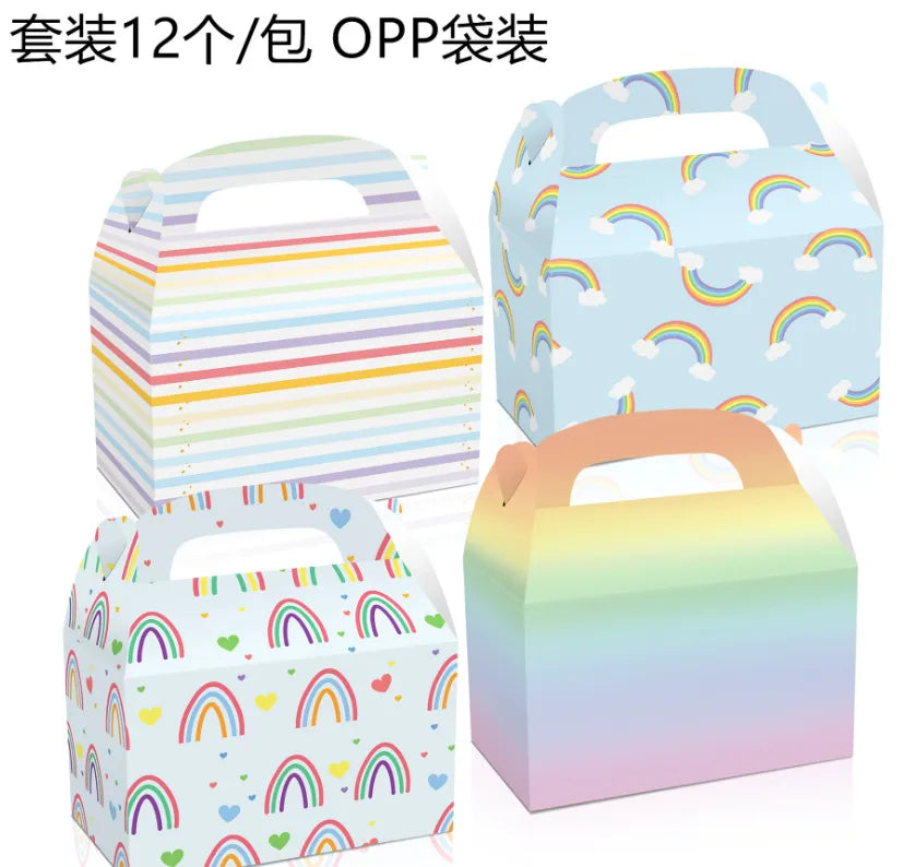 DD080   rainbow clouds colorful auspicious clouds striped birthday party portable gift box
