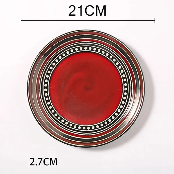 Retro Solid Color Flower ceramics Tableware 1 Piece