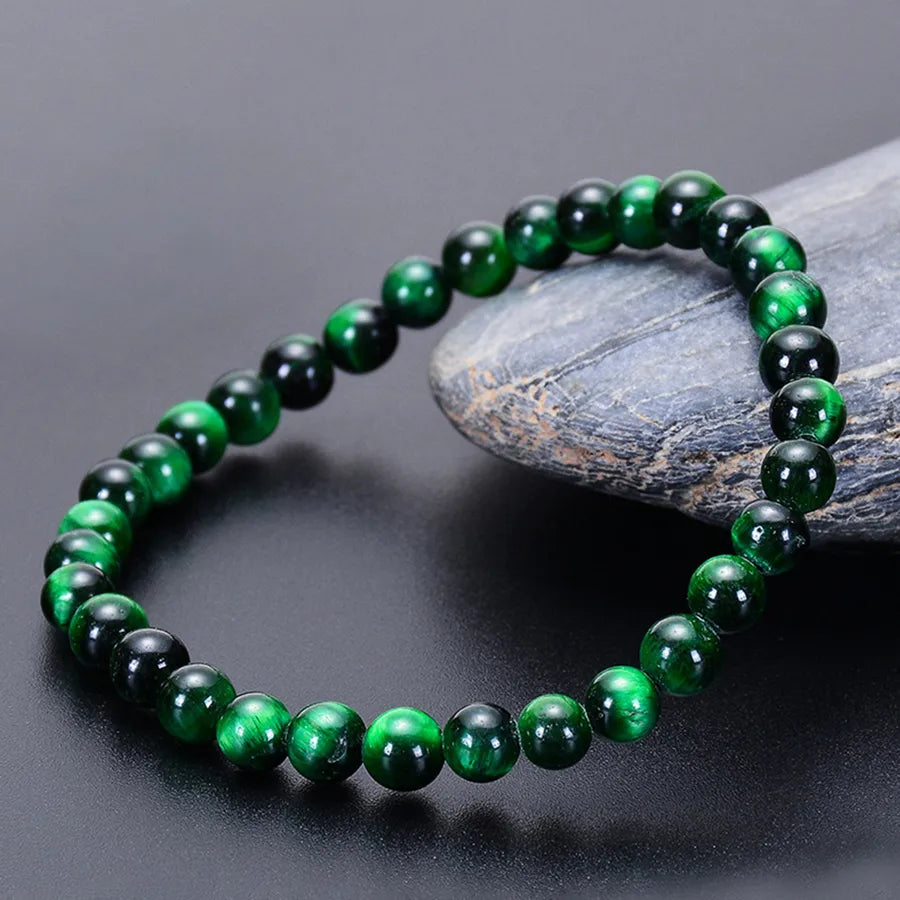 explosions 4-10mm green tiger eye bracelet simple elastic rope solid color beaded bracelet factory wholesale bracelet