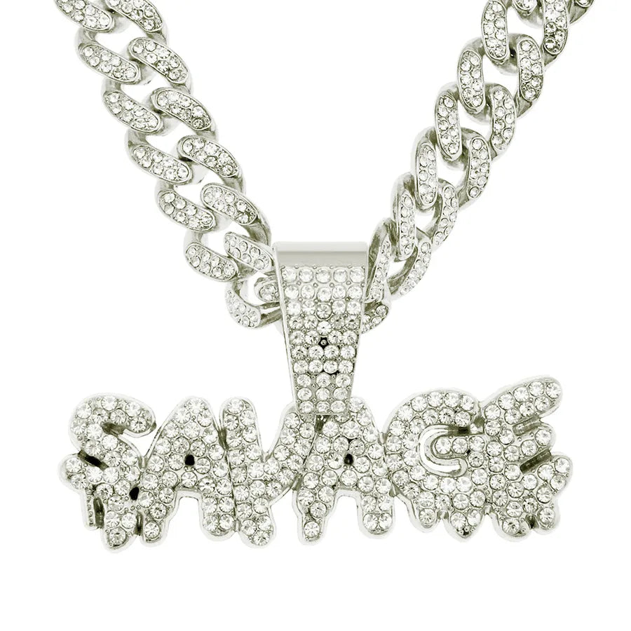 hip-hop men's trend jewelry full of diamond stitching letters pendant cuban chain necklace