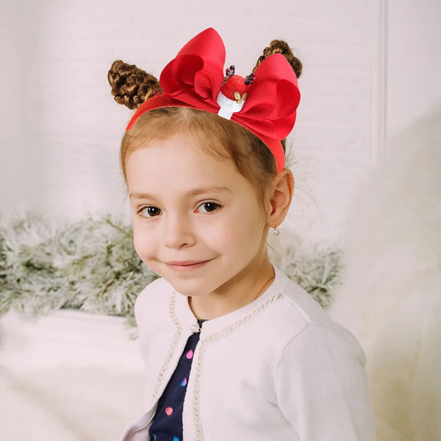 Children's Christmas Party Hairband Cartoon 3D Snowman Santa Claus Accessories Hair Ornaments Festive Butterfly Knot Fabric
