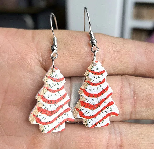 Cartoon Christmas Tree Deer Cow Cat Rainbow Earrings Women's Acrylic Animal Zodiac Letter Number Text Design Jewelry Accessories