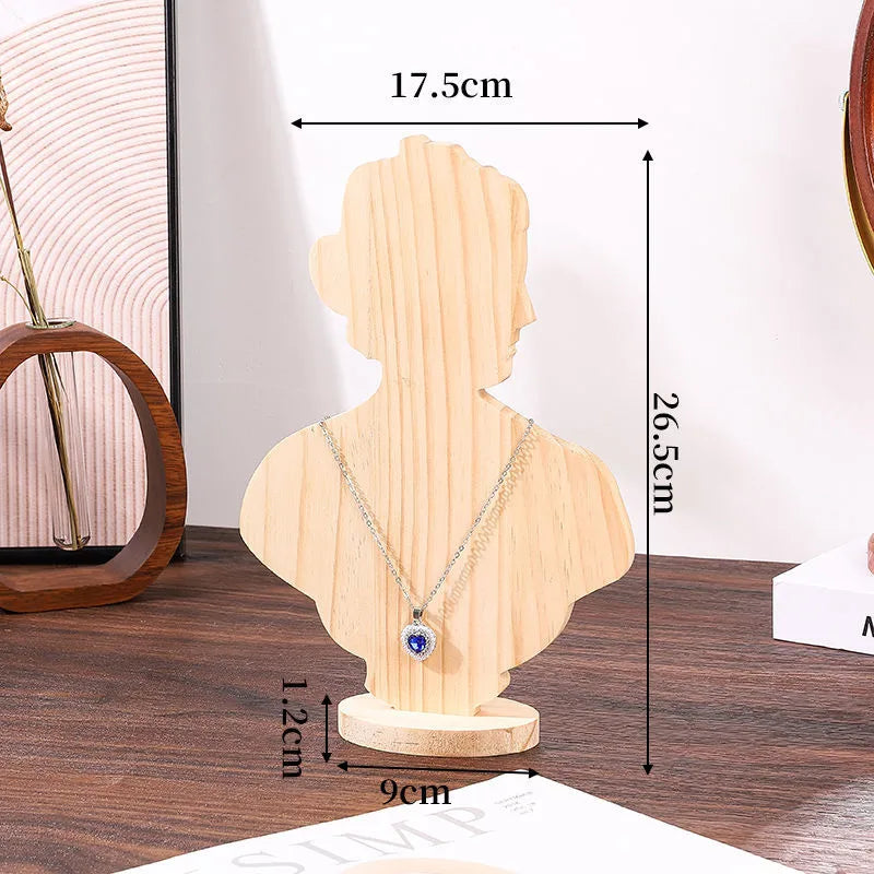 Elegant Wooden Jewelry Necklace Display Stand Storage Rack Artistic Style Integrated Design Luxury Props New Model Storage Rack