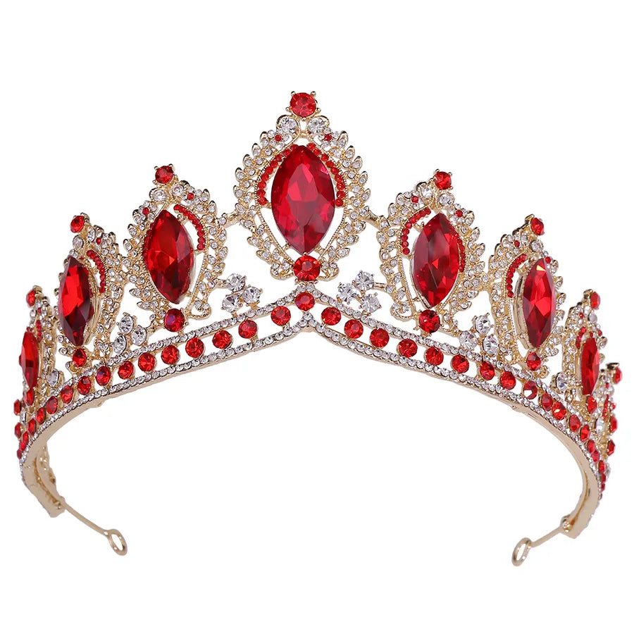 retro crown alloy inlay artificial gemstones crown 1 piece
