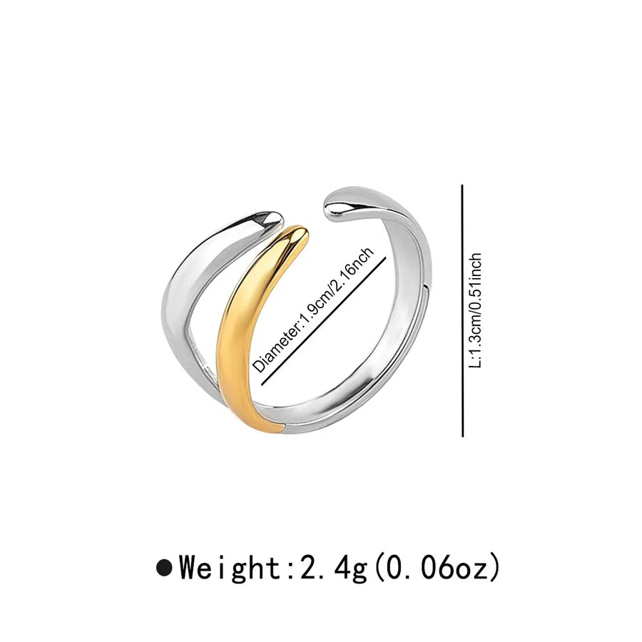 Wholesale Jewelry Retro Simple Style Geometric 304 Stainless Steel Mixed Metal Plating Open Rings