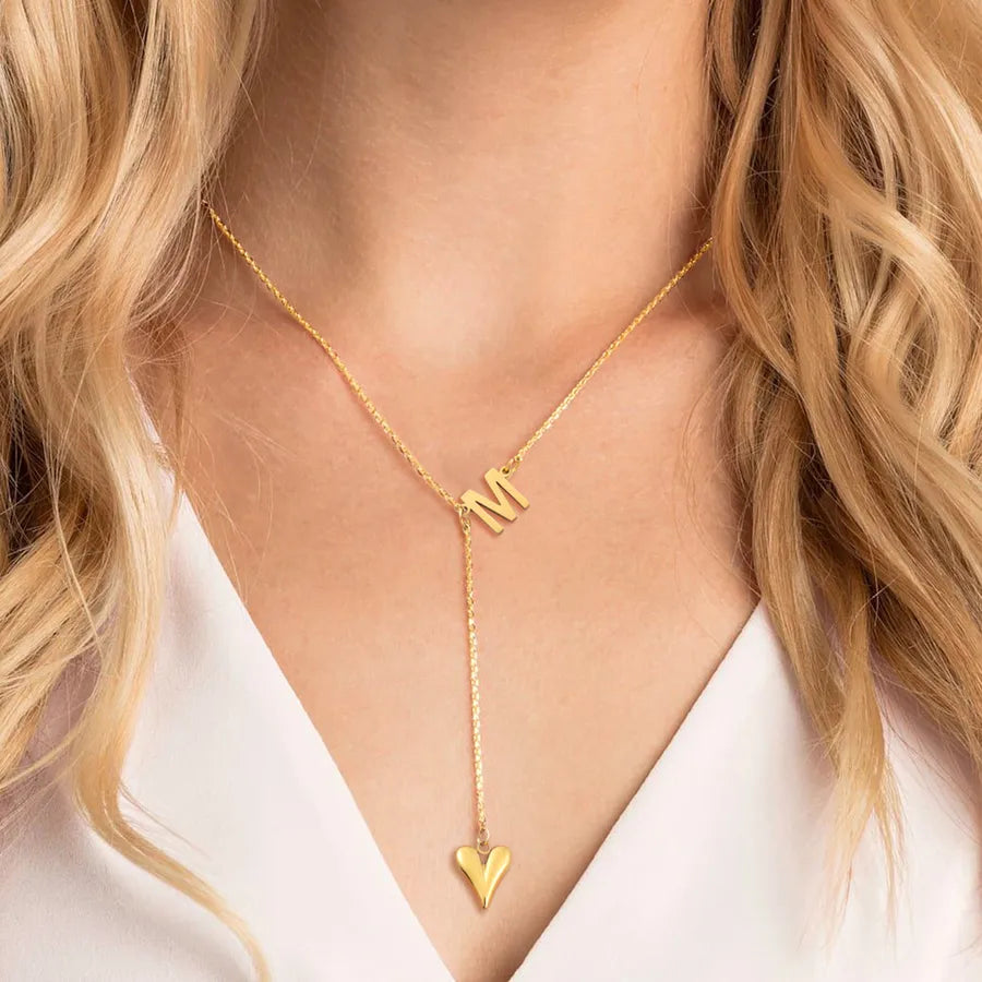 Wholesale Jewelry Elegant Simple Style Classic Style Letter Heart Shape 201 Stainless Steel 304 Stainless Steel cable chain Pendant Necklace