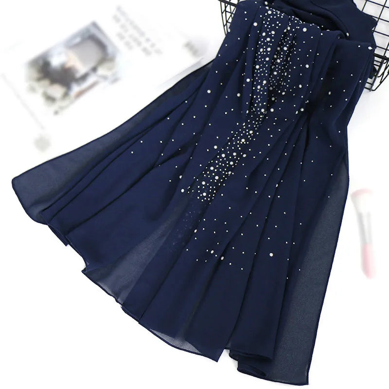women's retro solid color chiffon silk scarves