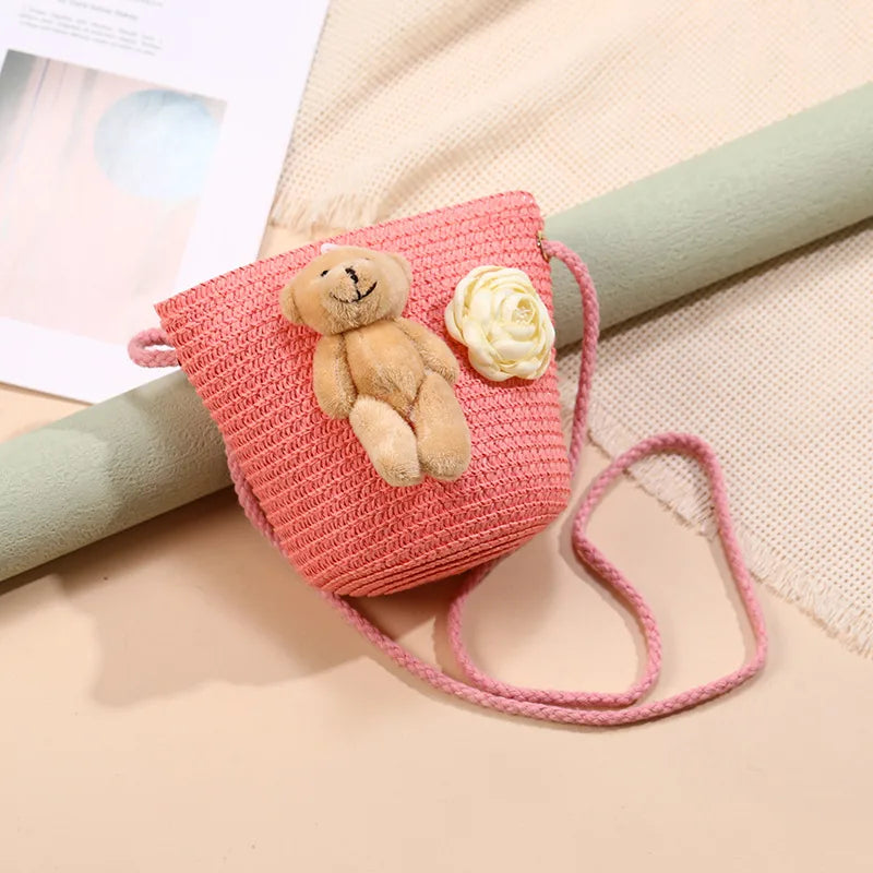 Straw Island Beach Woven Bag Women  New Popular Bag Seaside Straw Bag Cute Kid's Messenger Bag