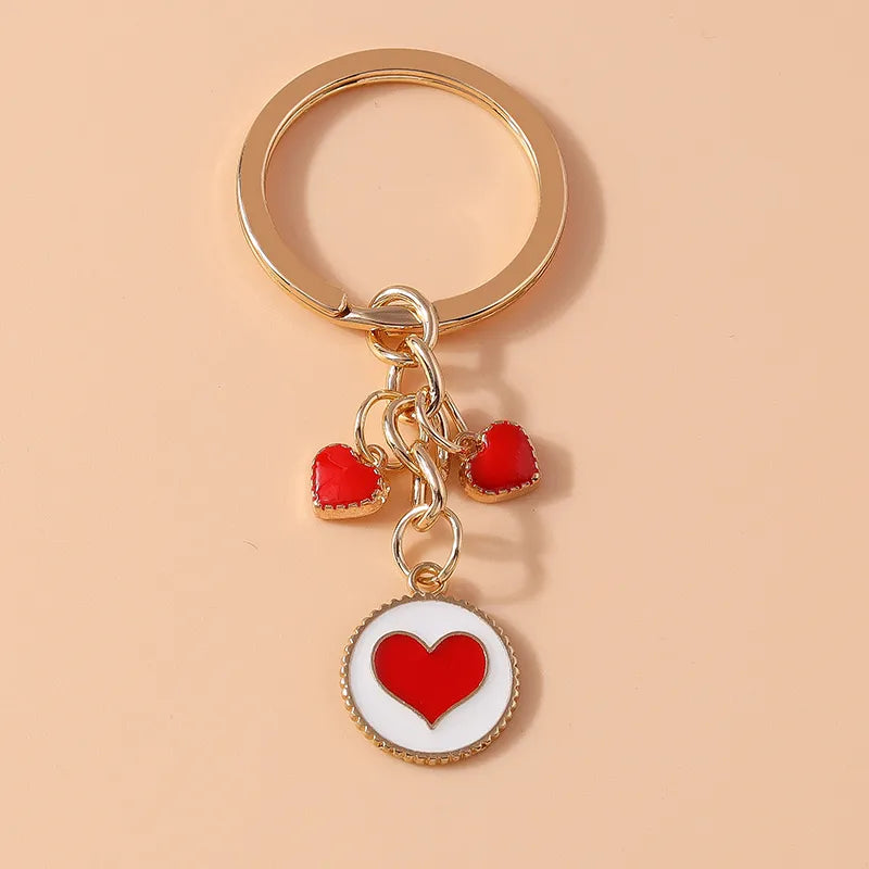 Cartoon Style Sweet Simple Style Round Heart Shape Alloy Keychain