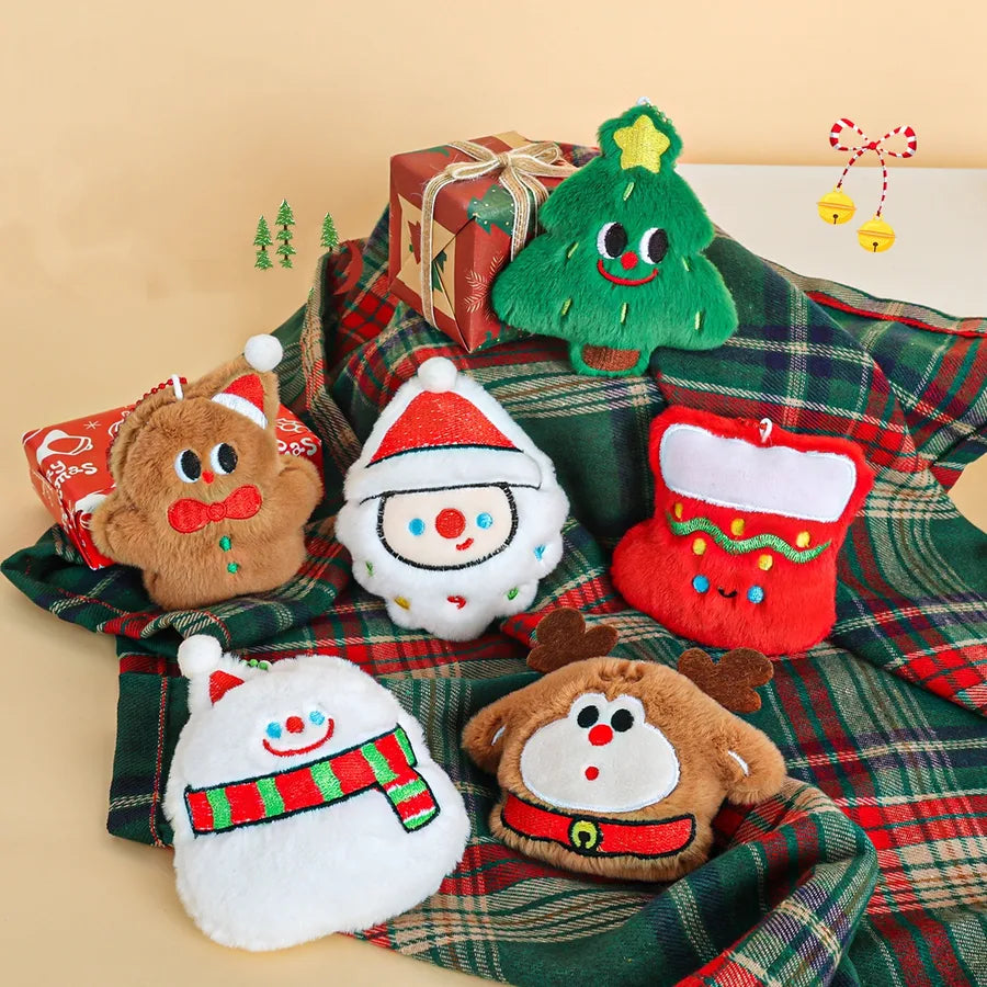 Adorable Plush Christmas Series Keychain Pendant Small Gift Street Stall Popular Miniature Hanging Ornament Soft Fabric Material