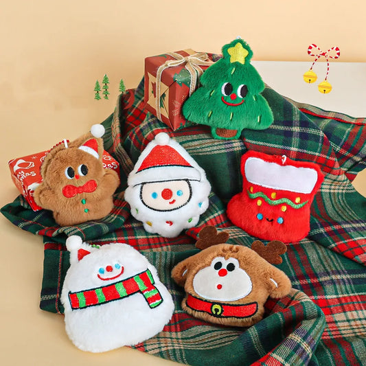 Adorable Plush Christmas Series Keychain Pendant Small Gift Street Stall Popular Miniature Hanging Ornament Soft Fabric Material
