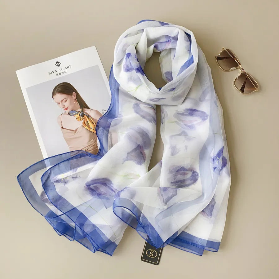 Women's Elegant Printing Polyester Chiffon Silk Scarf