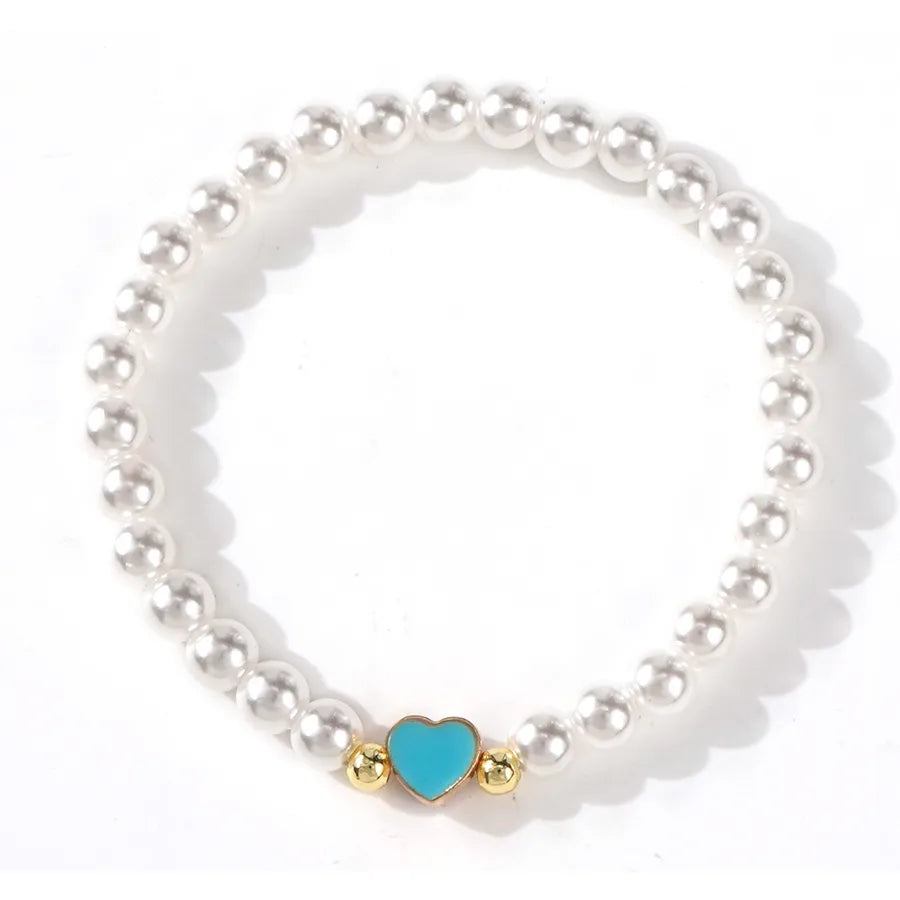 Elegant Classic Style Heart Shape Imitation Pearl Beaded Chain Beaded Bracelets Wholesale