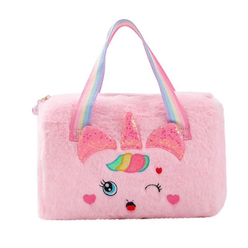 Plush Large Handbag Storage Backpack Cartoon Cute Bag Children's Love Glitt Ribbon Rainbow Shoulder Bag
